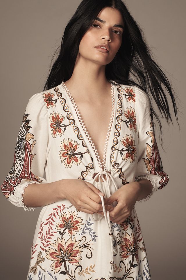 Farm Rio V-Neck Linen Blend Maxi Dress #2