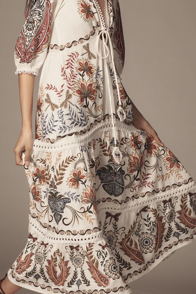 Farm Rio V-Neck Linen Blend Maxi Dress #3