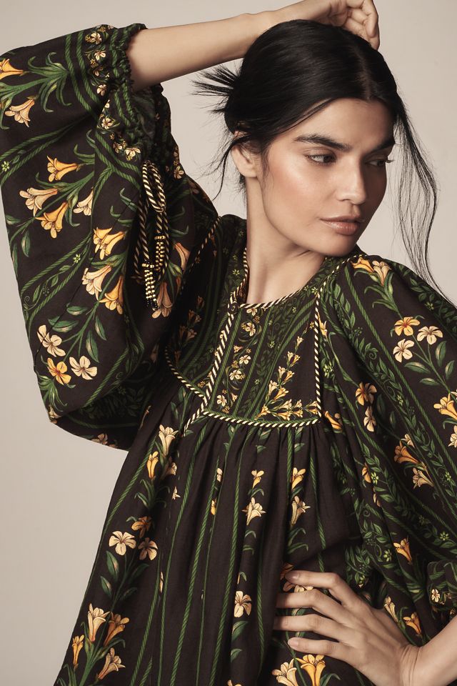 Farm Rio Flowers Arch Linen Blend Long-Sleeve Blouse #3