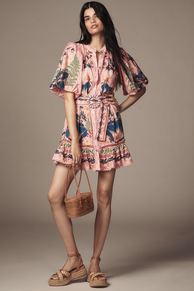 Garden Puff Dress ピンク Zimmermann - Dancer Blush Garden Floral Puff Sleeve Mini Dress