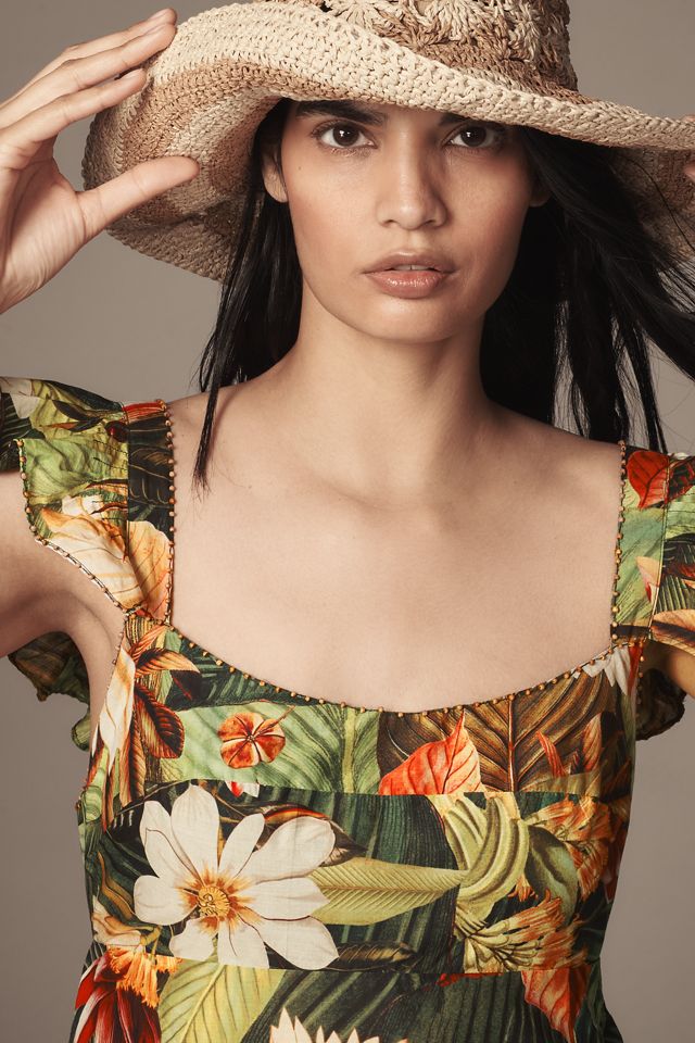 Farm Rio Botanical Forest Ruffled-Strap Midi Dress #2