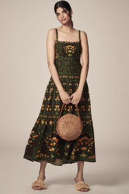 Farm Rio Flowers Arch Black Sleeveless Maxi Dress Flowers Arch Black In Black