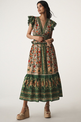 Farm Rio Garden Tapestry V-neck Maxi Dress In Multicolor