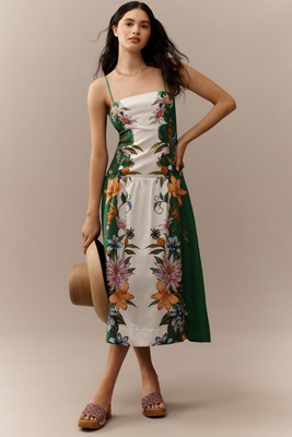 Shop Farm Rio Sweet Bloom Dreamscape Linen Blend Sleeveless Midi Dress In Multicolor