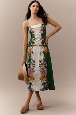 Farm Rio Sweet Bloom Dreamscape Linen Sleeveless Midi Dress
