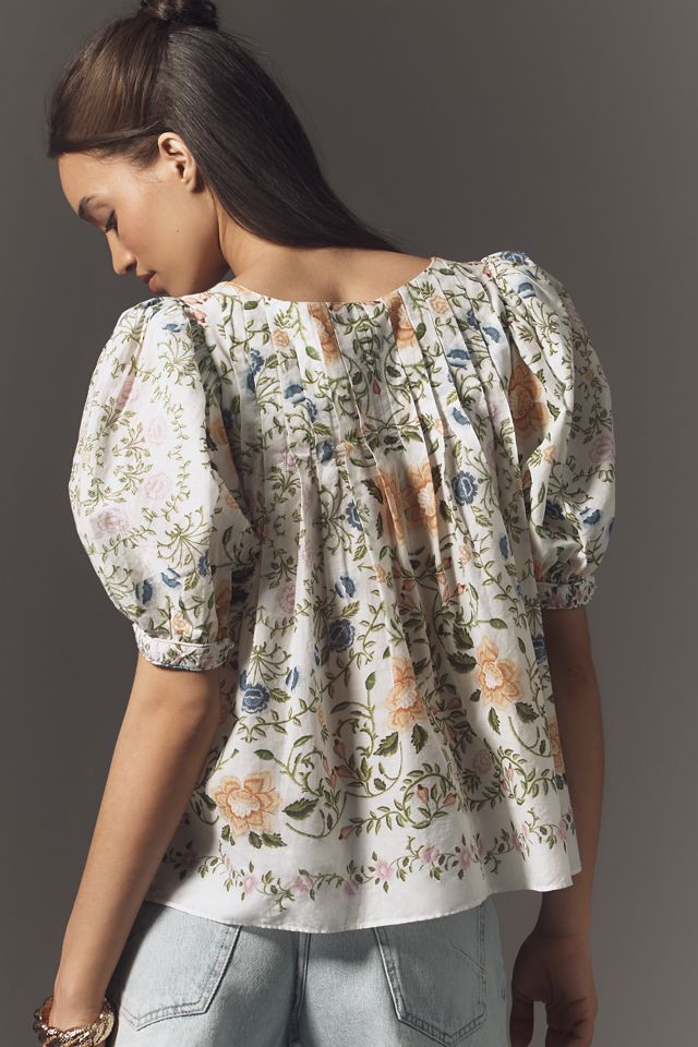 Farm Rio Puff-Sleeve Yoke Blouse