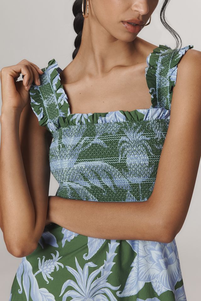 Farm Rio Tropical Swing Smocked Sleeveless Midi Dress #2