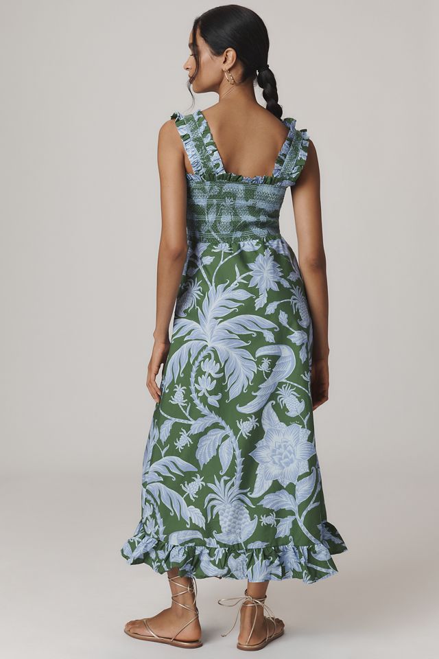 Farm Rio Tropical Swing Smocked Sleeveless Midi Dress #3