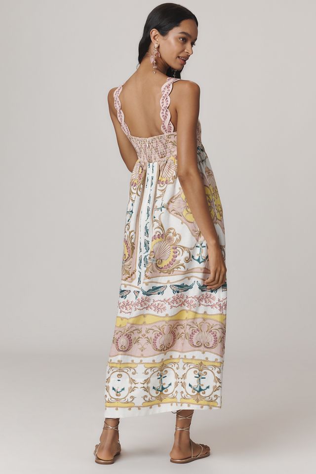 Farm Rio Maritime Magic Linen Blend Sleeveless Maxi Dress #1
