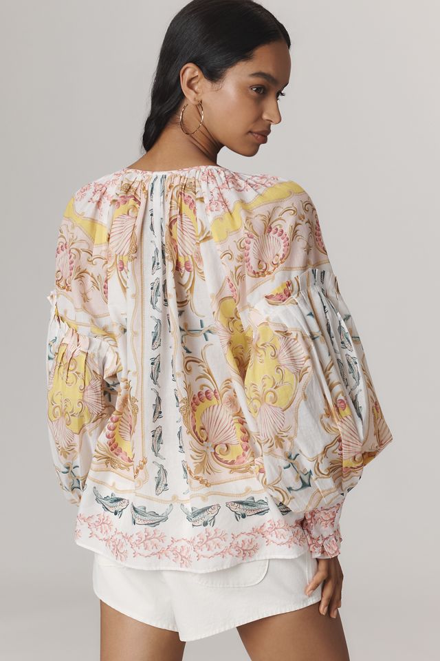 Farm Rio Maritime Magic Long-Sleeve Peasant Blouse #2