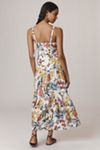 Farm Rio Greek Garden Linen Blend Printed Midi Dress