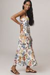 Farm Rio Greek Garden Linen Blend Printed Midi Dress