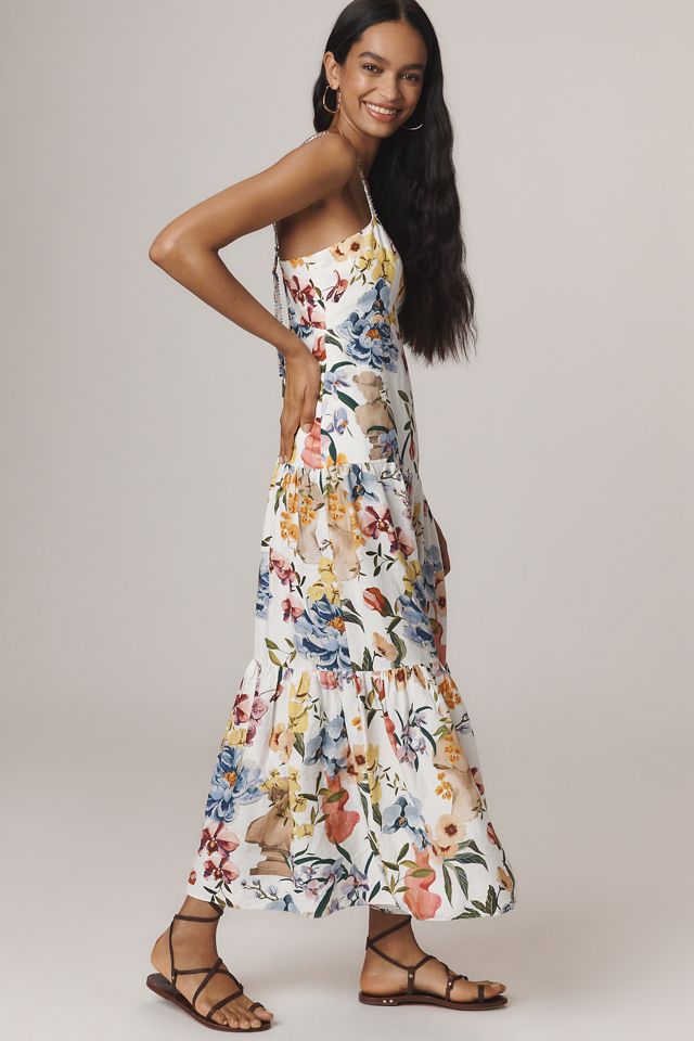 Farm Rio Greek Garden Linen Blend Printed Midi Dress #3