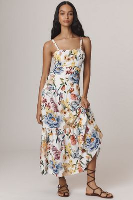AFRM Vittoria Boat-Neck Ruched Maxi Dress
