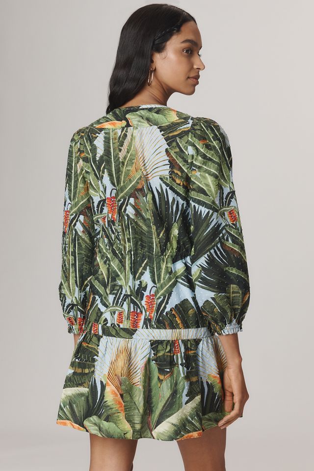 Farm Rio Amazonia Forest Long-Sleeve Mini Dress