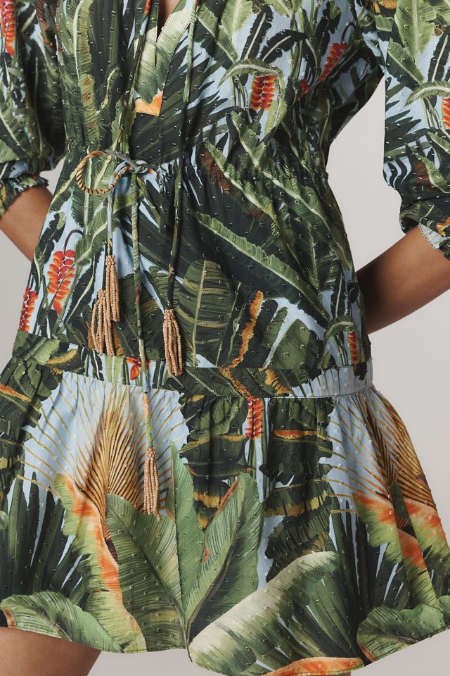 Farm Rio Amazonia Forest Long-Sleeve Mini Dress