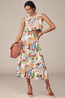 Farm Rio Fresh Table Linen Midi Skirt