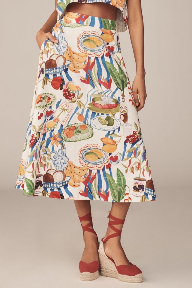 Farm Rio Fresh Table Linen Midi Skirt #1