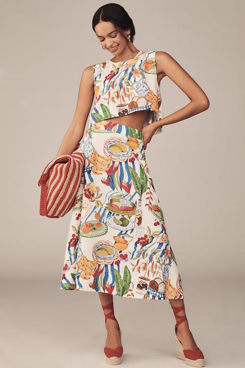 Farm Rio Fresh Table Linen Midi Skirt