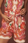 Farm Rio Spring Affair Linen-Blend Sleeveless Square-Neck Romper