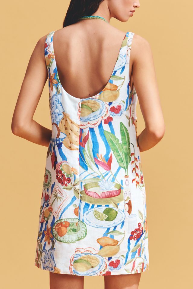 Farm Rio Fresh Table Linen Sleeveless Scoop-Neck Mini Dress #2