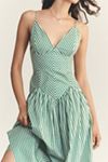 Farm Rio Stripe Cotton Sleeveless V-Neck Drop-Waist Midi Dress