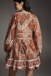 Farm Rio Romantic Nature Multicolor V-Neck Puff-Sleeve Mini Dress
