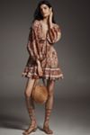 Farm Rio Romantic Nature Multicolor V-Neck Puff-Sleeve Mini Dress