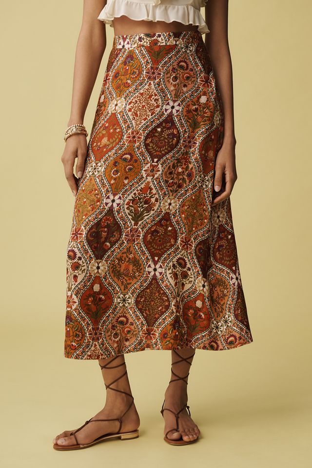 Farm Rio Romantic Nature Multicolor Midi Skirt #1