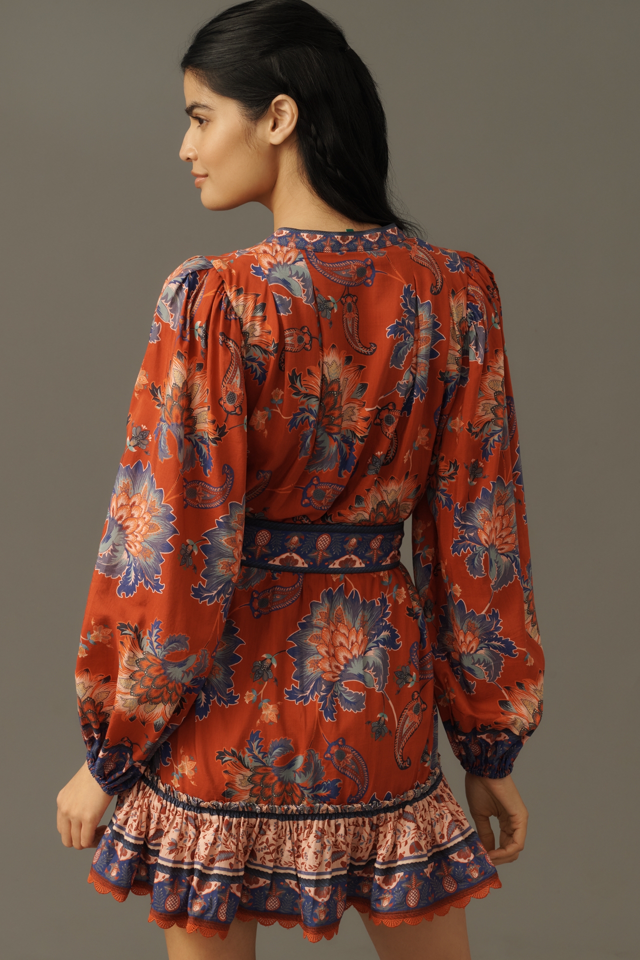 Farm Rio Luang Puff-Sleeve Mini Dress