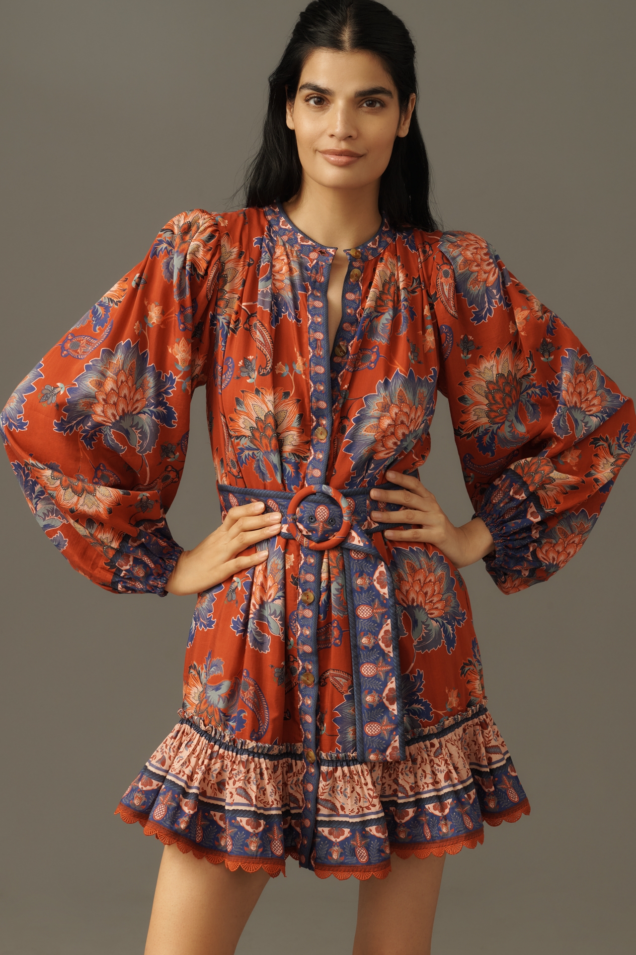 Farm Rio Luang Puff-Sleeve Mini Dress