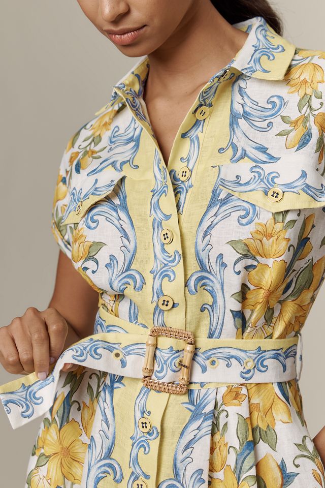 Farm Rio Sicily Linen Belted Romper #1