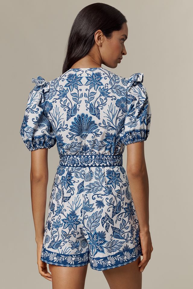 ワンピース FARM RIO Shell Garden cotton jumpsuit Farm Rio Shell Garden Cotton V-Neck Romper | Anthropologie