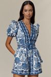 Farm Rio Shell Garden Cotton V-Neck Romper | Anthropologie