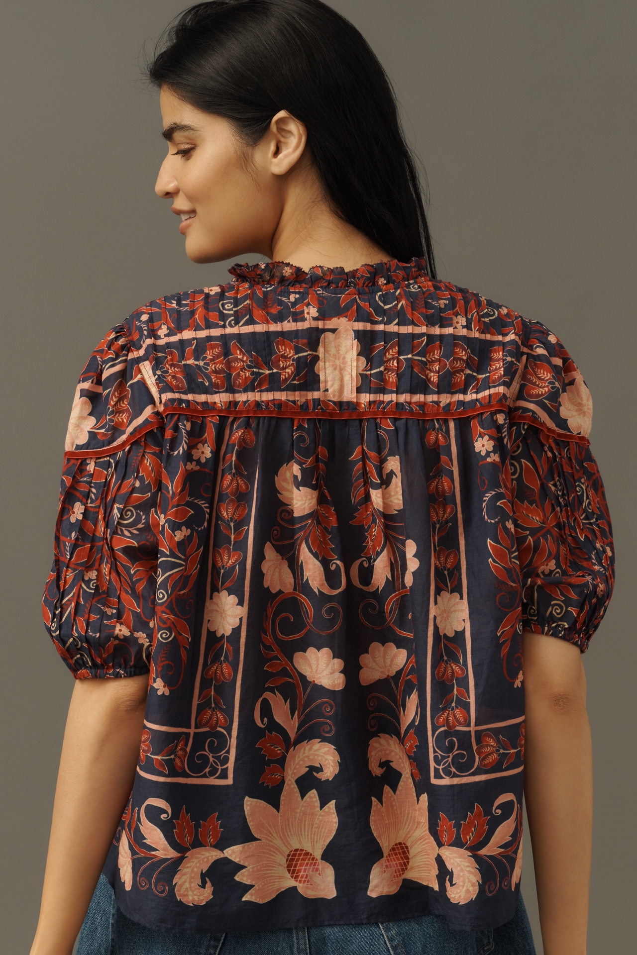 Farm Rio Puff-Sleeve Buttondown Blouse