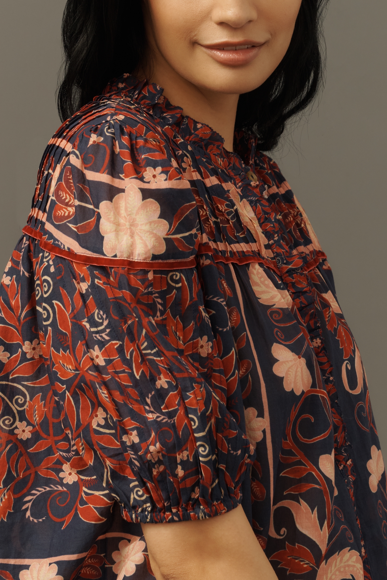 Farm Rio Puff-Sleeve Buttondown Blouse