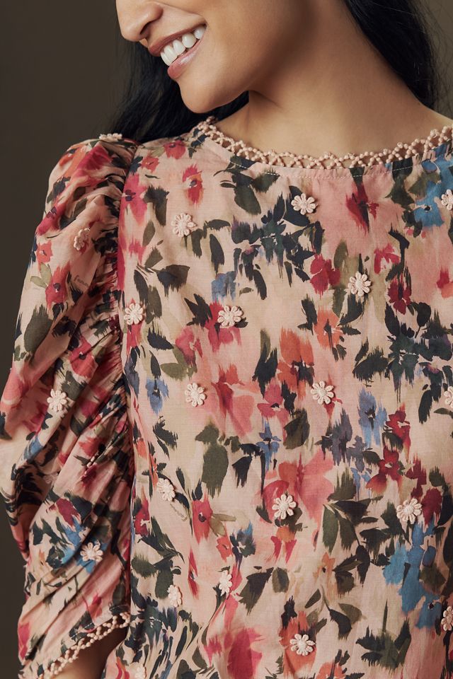 Farm Rio Puff-Sleeve Floral Blouse #1