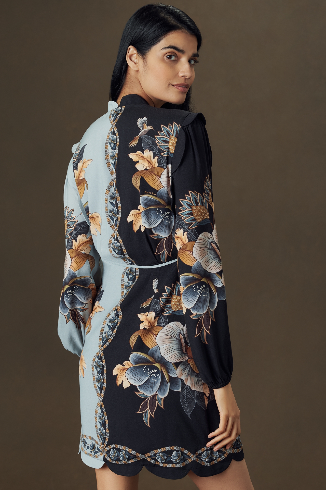 Farm Rio Snake Garden Mix Wrap Mini Dress