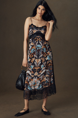 Farm Rio Sleeveless Lace-Trim Midi Dress | Anthropologie