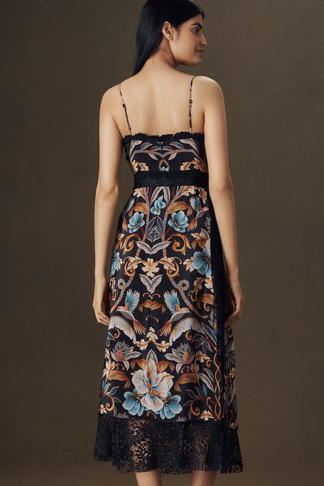 Farm Rio Sleeveless Lace-Trim Midi Dress #3