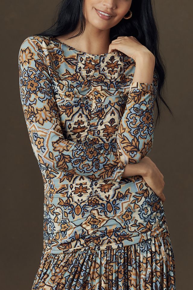 Farm Rio Winter Tapestry Ruched Maxi Dress #1