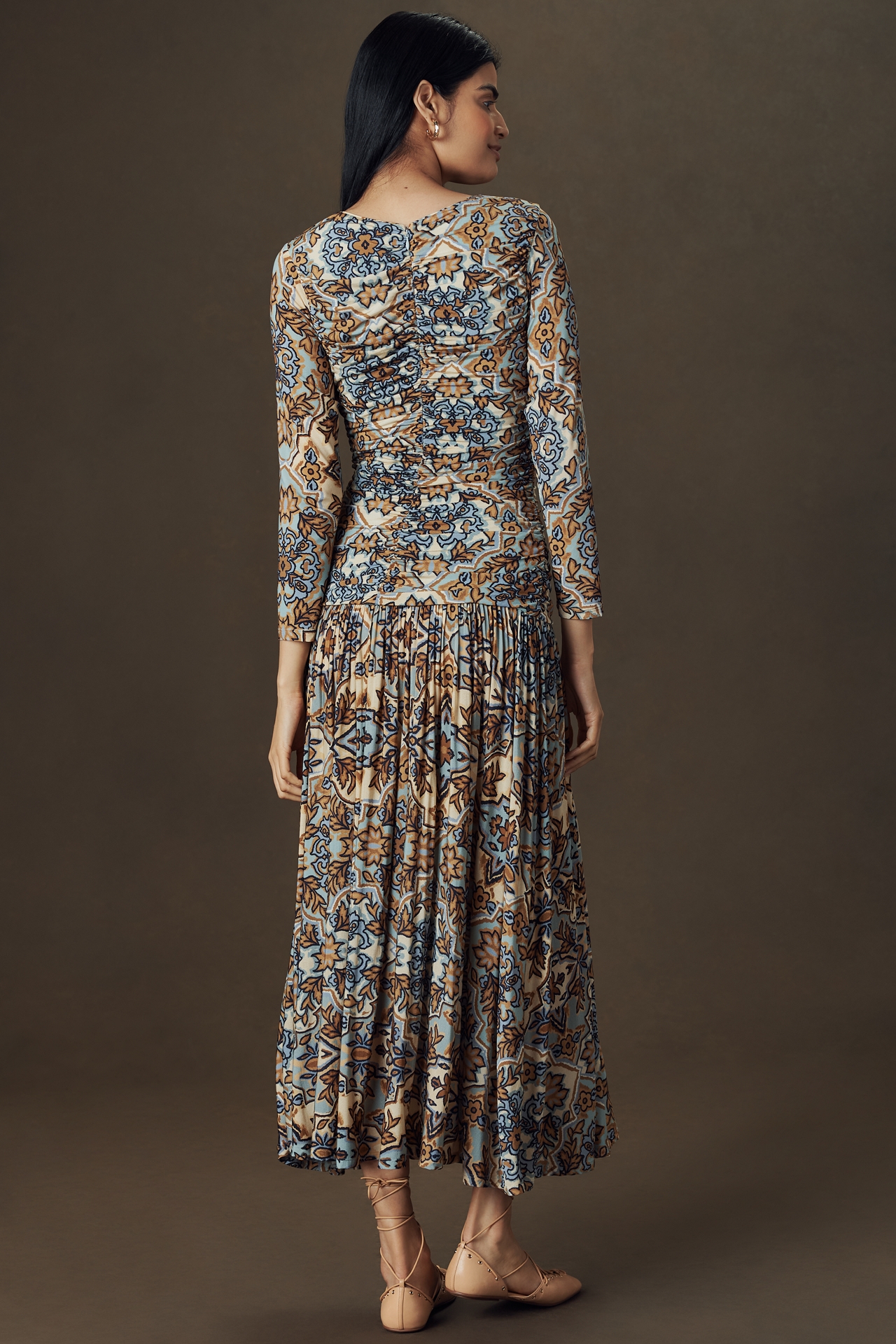 Farm Rio Winter Tapestry Ruched Maxi Dress