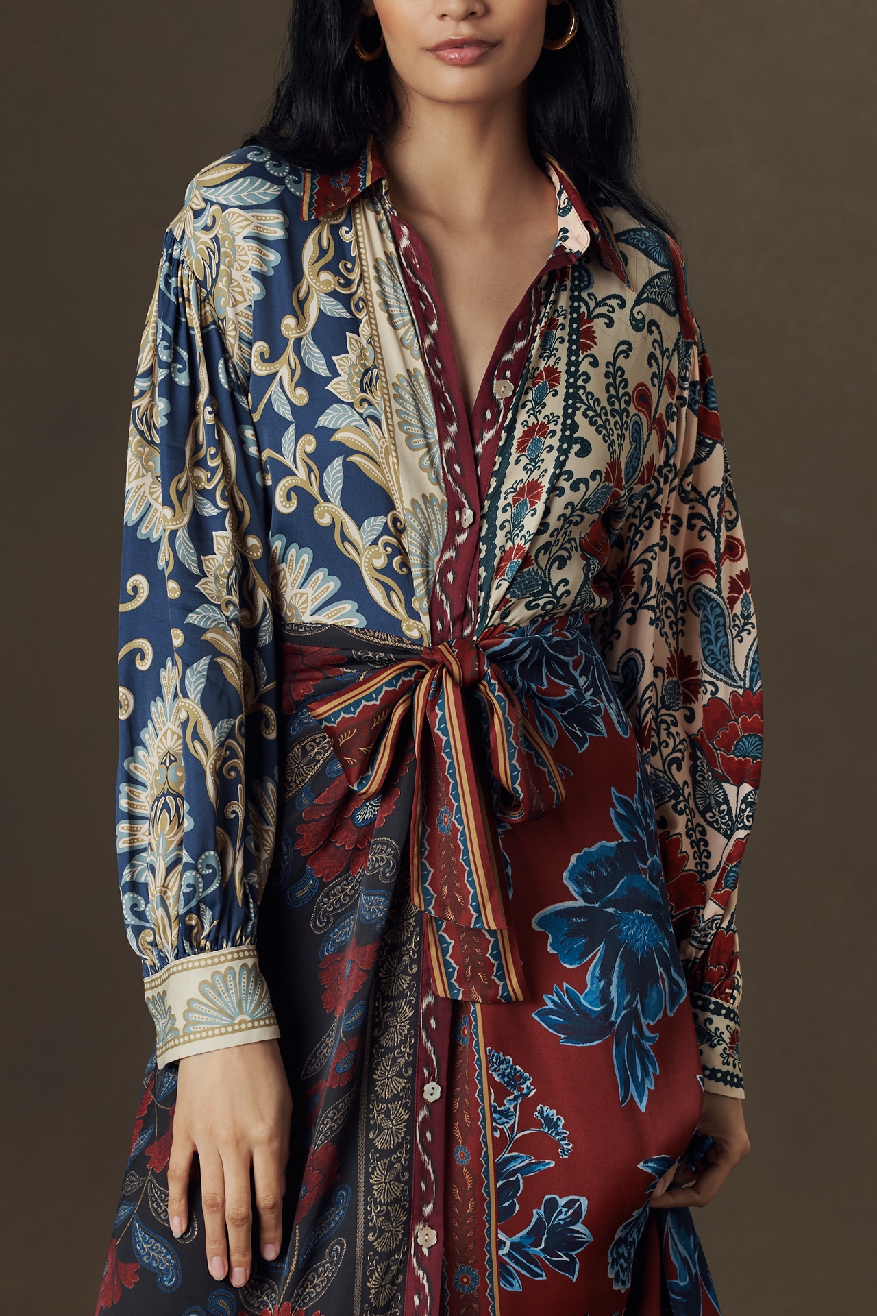 Farm Rio Winter Mix Midi Shirt Dress
