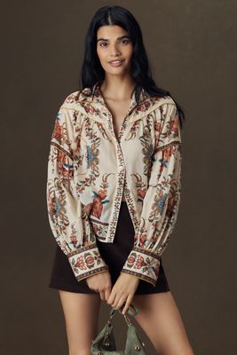 Reformation Willa Scalloped Button-Front Top