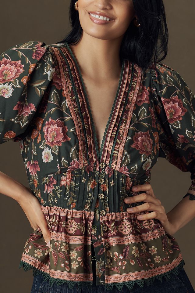 Farm Rio Flowering Garden Cotton Blouse #2