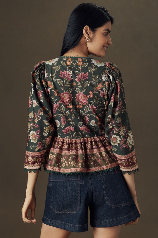 Farm Rio Flowering Garden Cotton Blouse #3