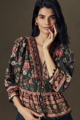 Farm Rio Flowering Garden Cotton Blouse