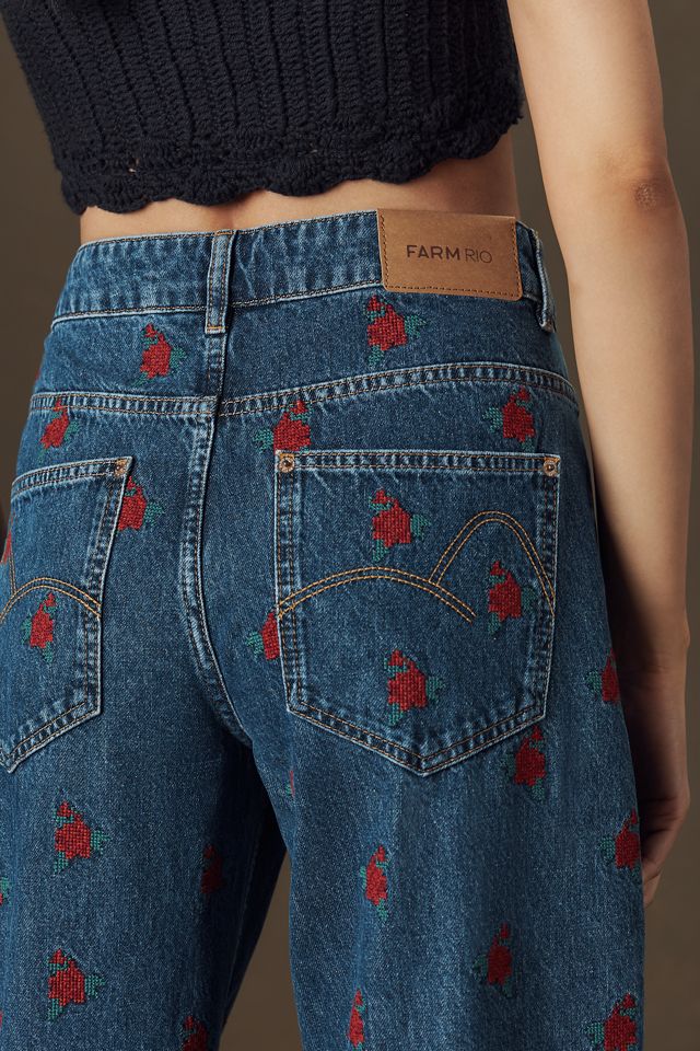 Farm Rio Embroidered Straight-Leg Jeans #3