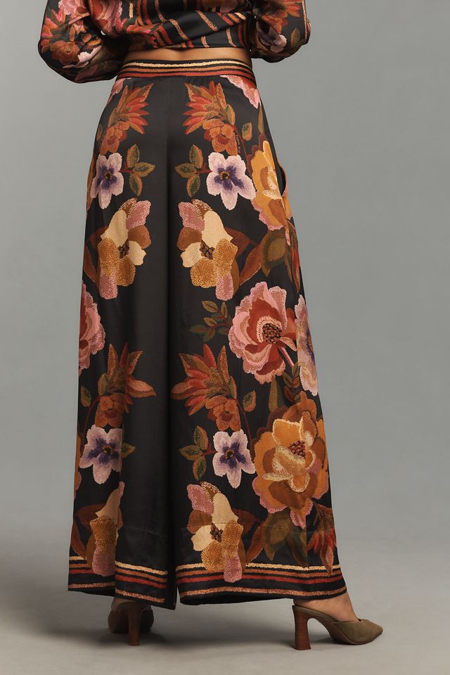 Farm Rio Chenille Flowers Wide-Leg Pants #2