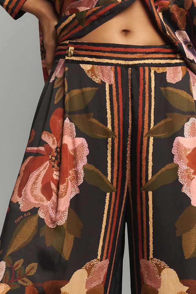 Farm Rio Chenille Flowers Wide-Leg Pants #3
